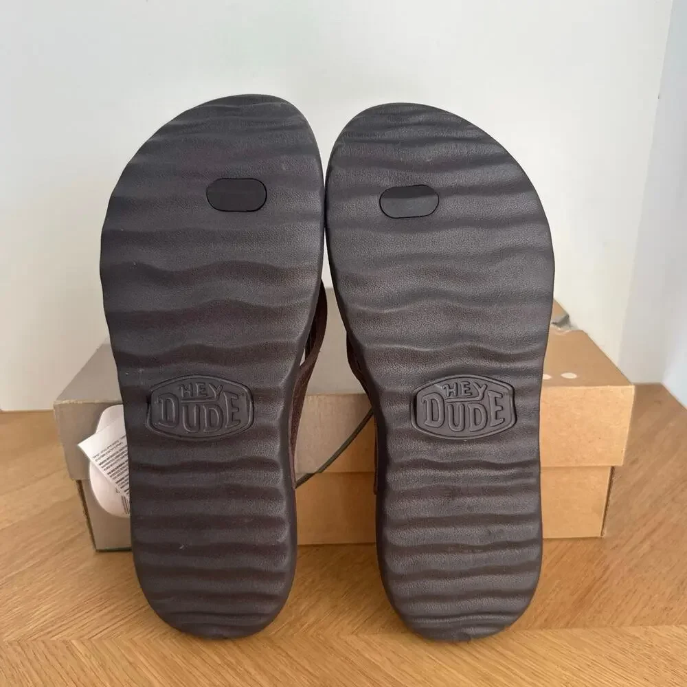 HEY DUDE Myers ‘Brown’ Men Comfort Flip Flops Slides- SZ 9